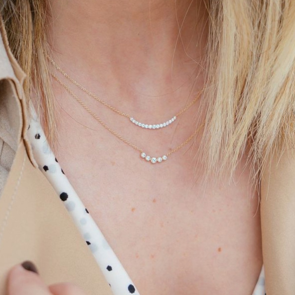 Dainty Pearl Bar Gold Necklace